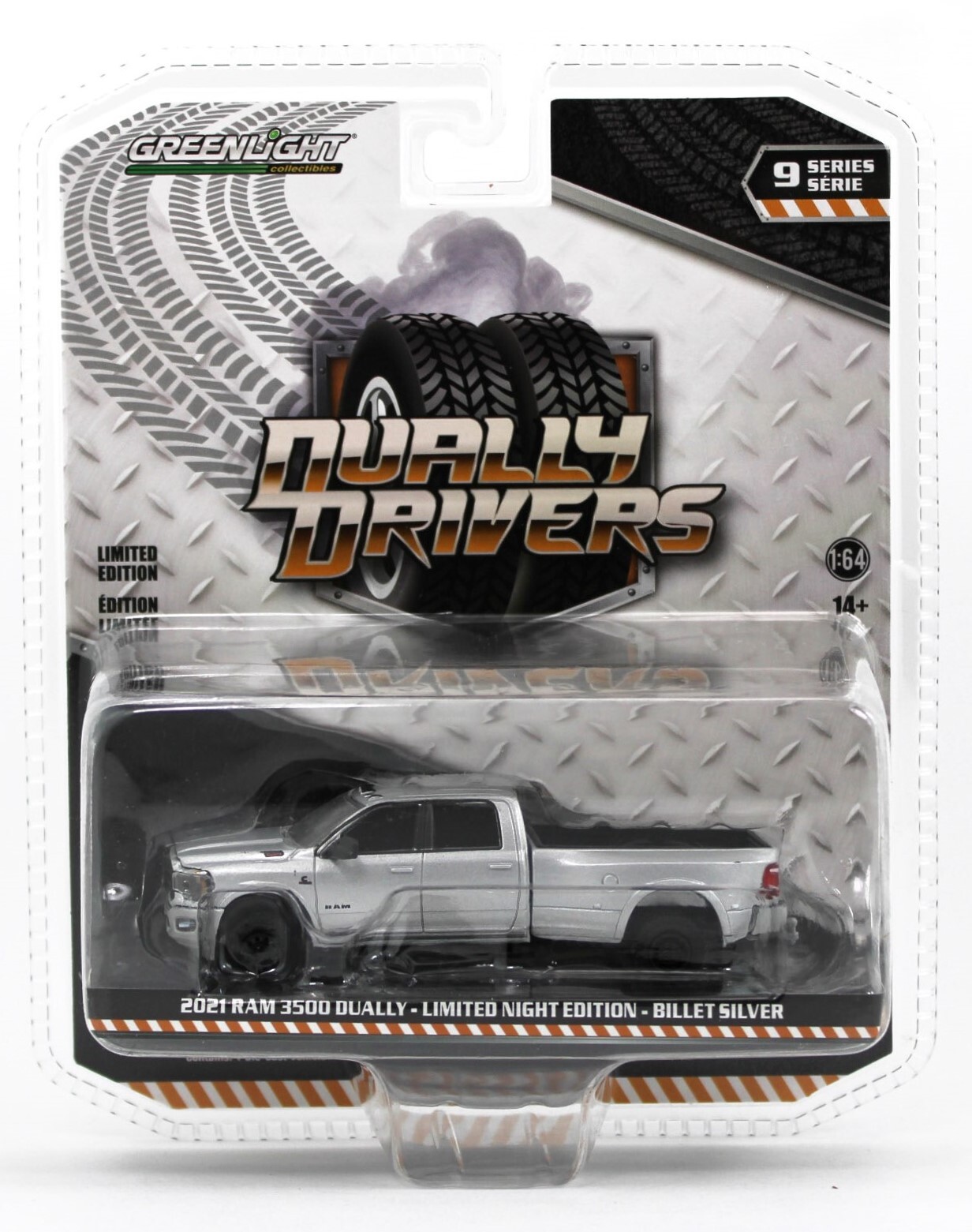 1:64 GreenLight *DUALLY DRIVERS 9* BILLET SILVER 2021 RAM
