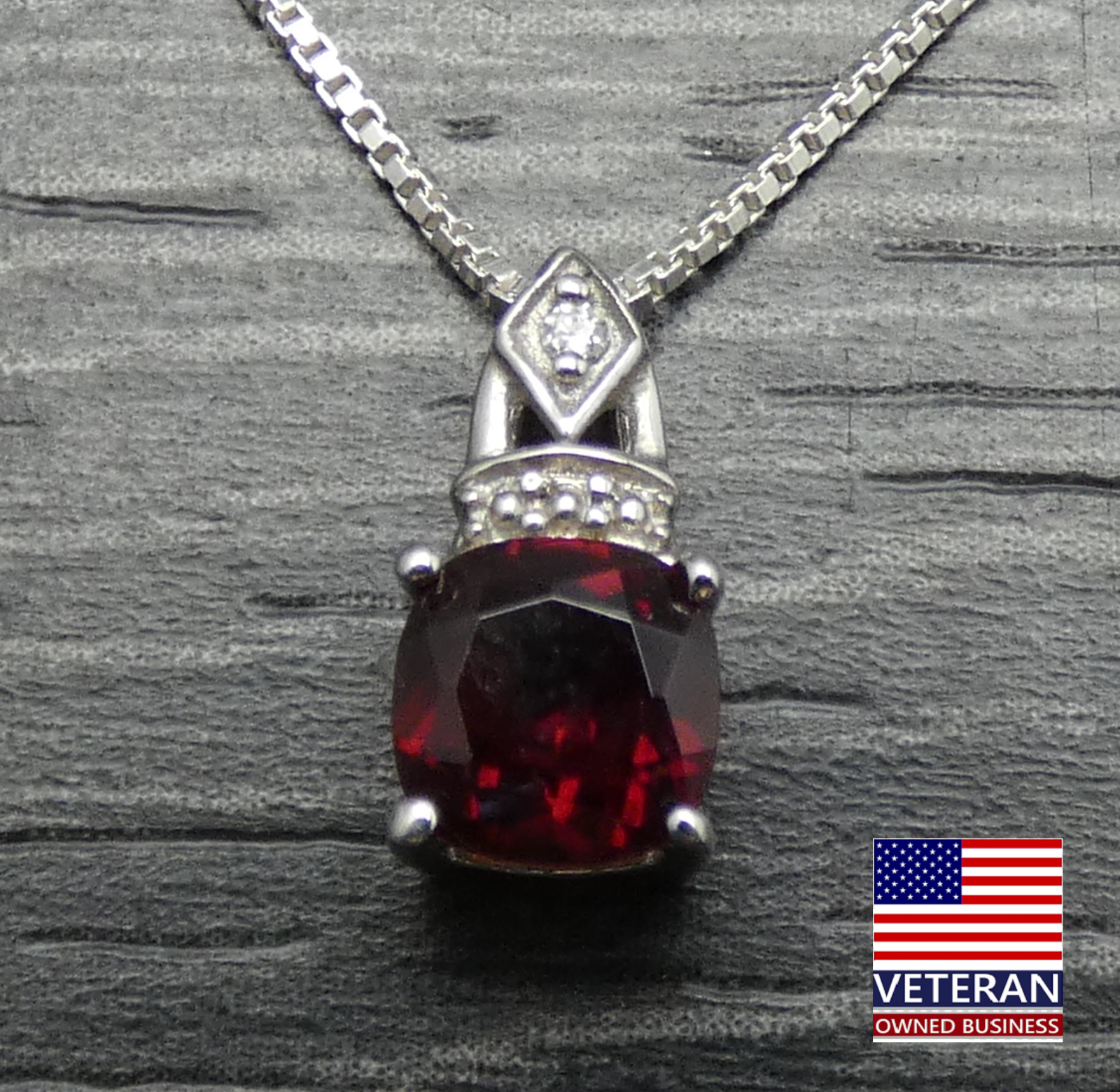 Vintage Sterling Silver Red Teardrop Diamond Accent Pendant Vintage Sterling Silver Red Teardrop Diamond Accent Pendant