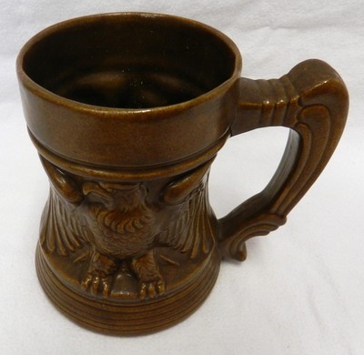 Vintage Brown Studio Art Handcrafted USA America Eagle Mug Stein Judge 1969