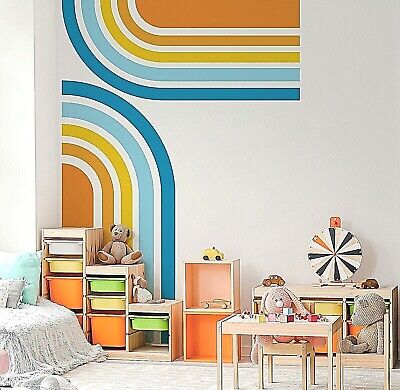 Colorful Elongated Half Rainbow Wall Decals, Stickers, Wall Art Decoration 574