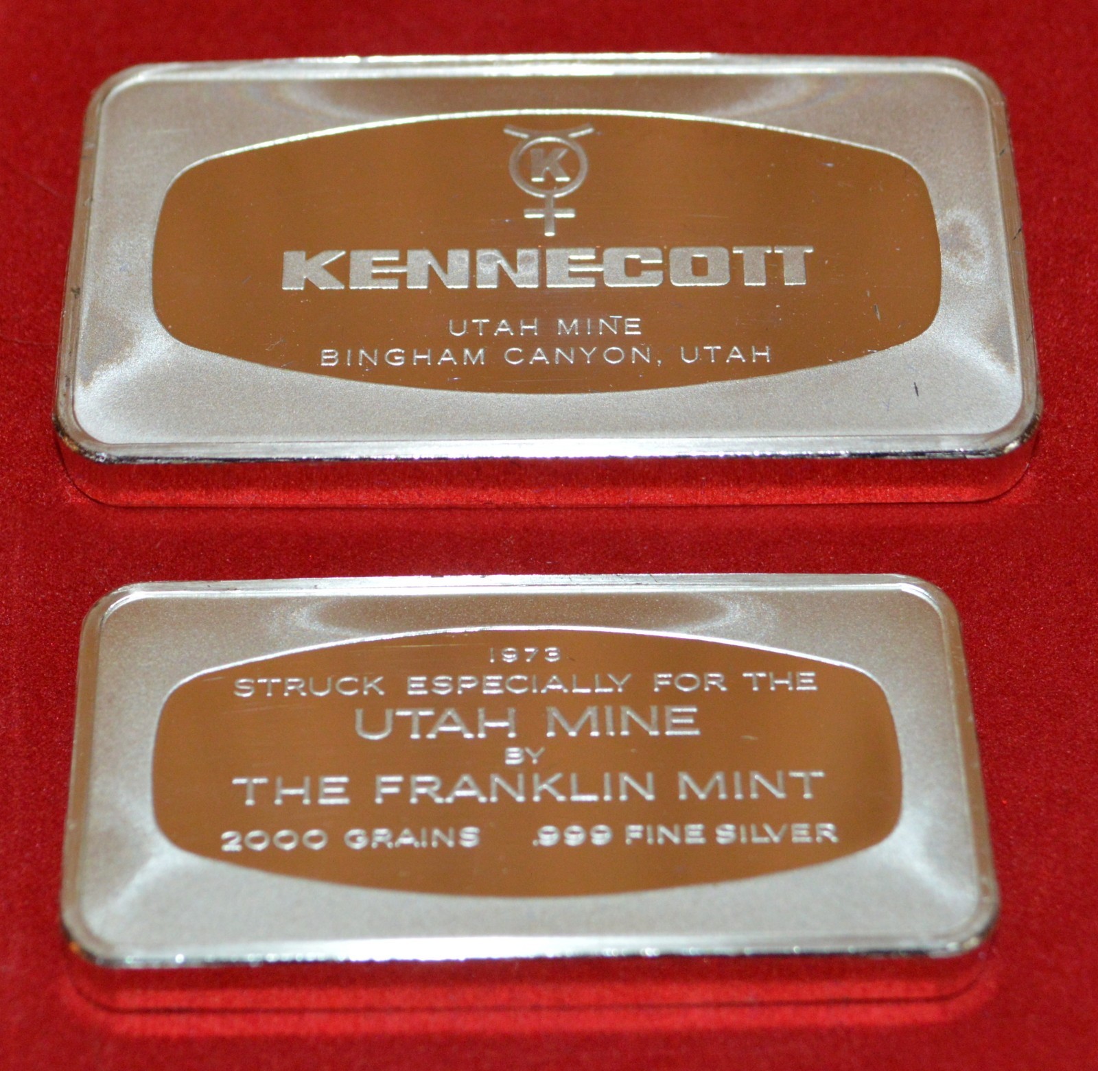 Great Mines Silver Proof Set By Franklin Mint~10 Ingots~41.6 Toz~999 Fine~1973