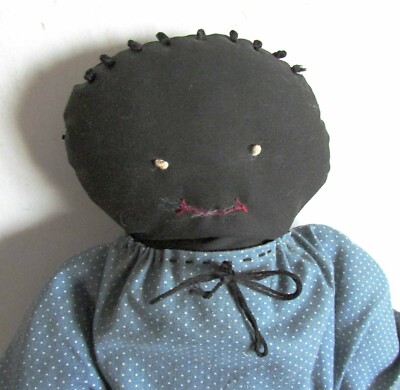 Handmade Cloth Baby Doll Calico Fabric Frock Embroidered Face 17