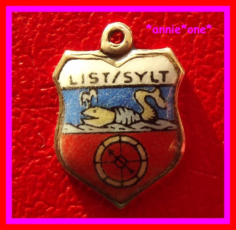 ê§ Bettelarmband AnhÃ¤Nger Nordfriesland Wappen List Blauer Wal Sylt Silber 800 ê§