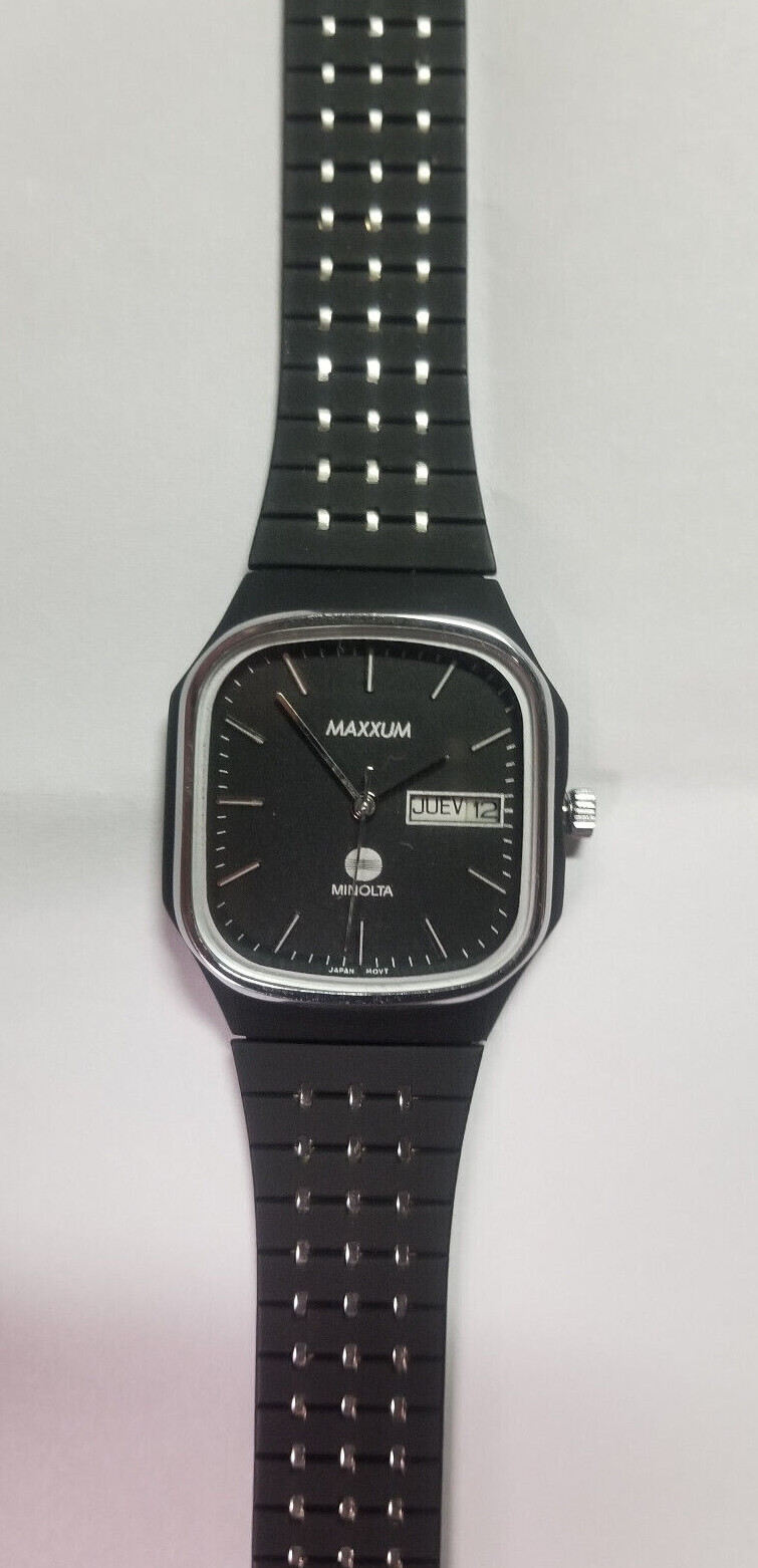 Minolta Maxxum Watch By Advace Vintage Squre Black Dial