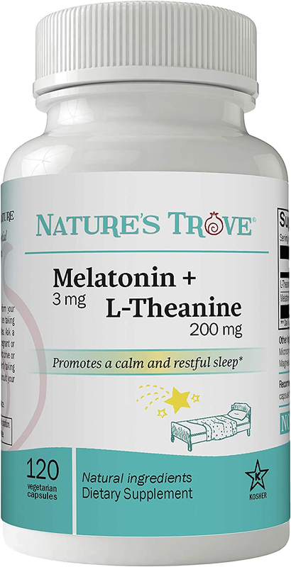 Nature'S Trove Melatonin 3Mg + L Theanine 200Mg – Calm and Relaxation – 120 Kosh