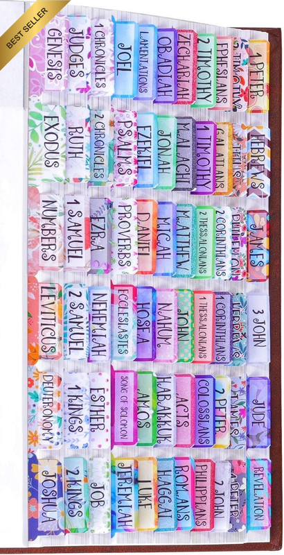 Colorful Floral Bible Tabs Laminated with Matte Film, Cute Bible Tabs for Women