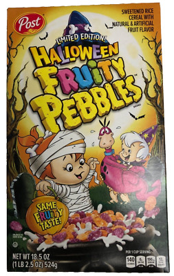 NEW LIMITED EDITION POST HALLOWEEN FRUITY PEBBLES SWEETENED RICE CEREAL 18.5 OZ