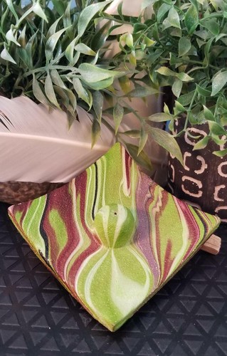 Contemporary Incense Burner/Green Swirl