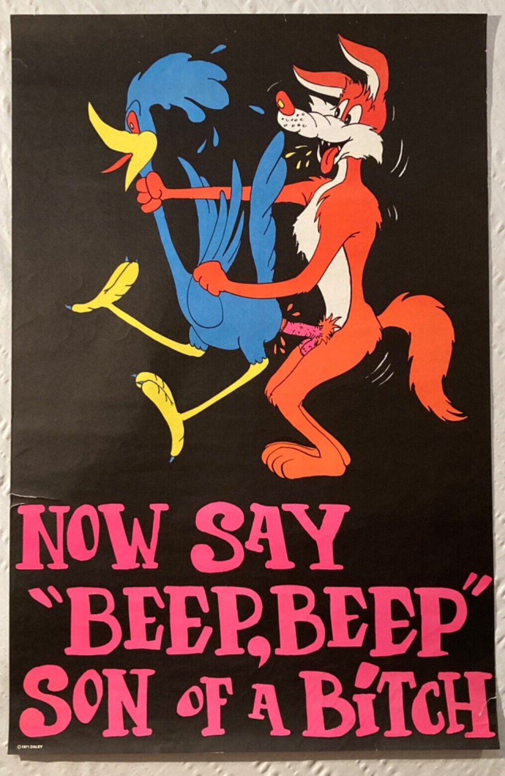 Wile E Coyote Screws Roadrunner Up The Ass 1971 Blacklight