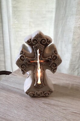 Ceramic VTG Decorative Cut out Cross Accent Light Night Light