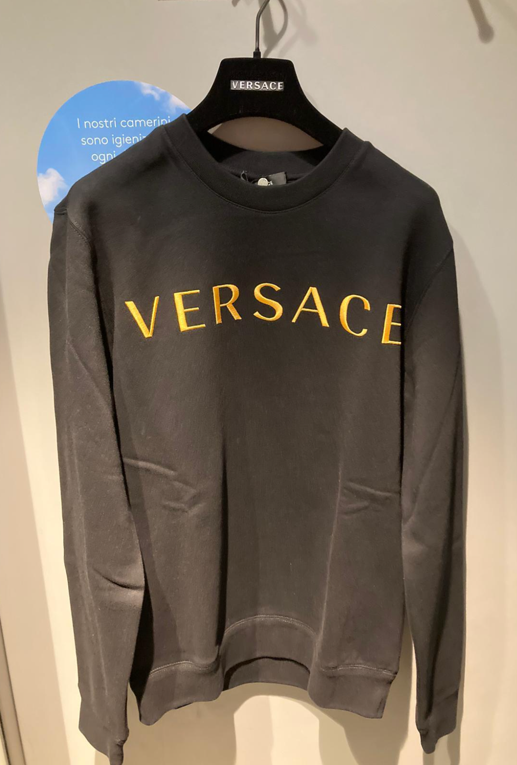 Pre-owned Versace Brushed Embroidery Logo Gold Sweater Sweatshirt Pullover Jumper Xl