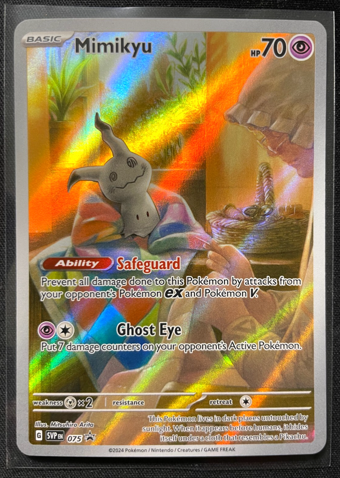 Mimikyu Paldean Fates Promo SVP EN 075 ETB Pokemon Card TCG 2024