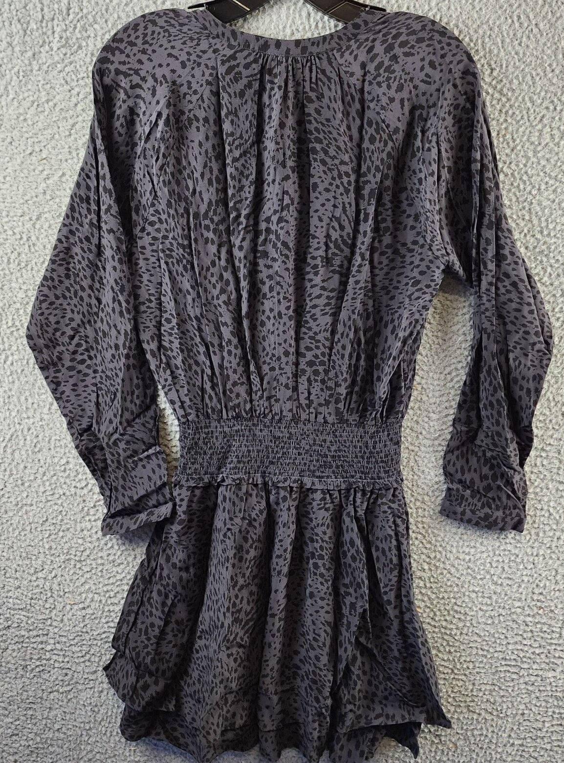 Rails Jasmine Animal Print Mini Dress Women's S Grey V-neck Button Closure L/S~ - Picture 13 of 15