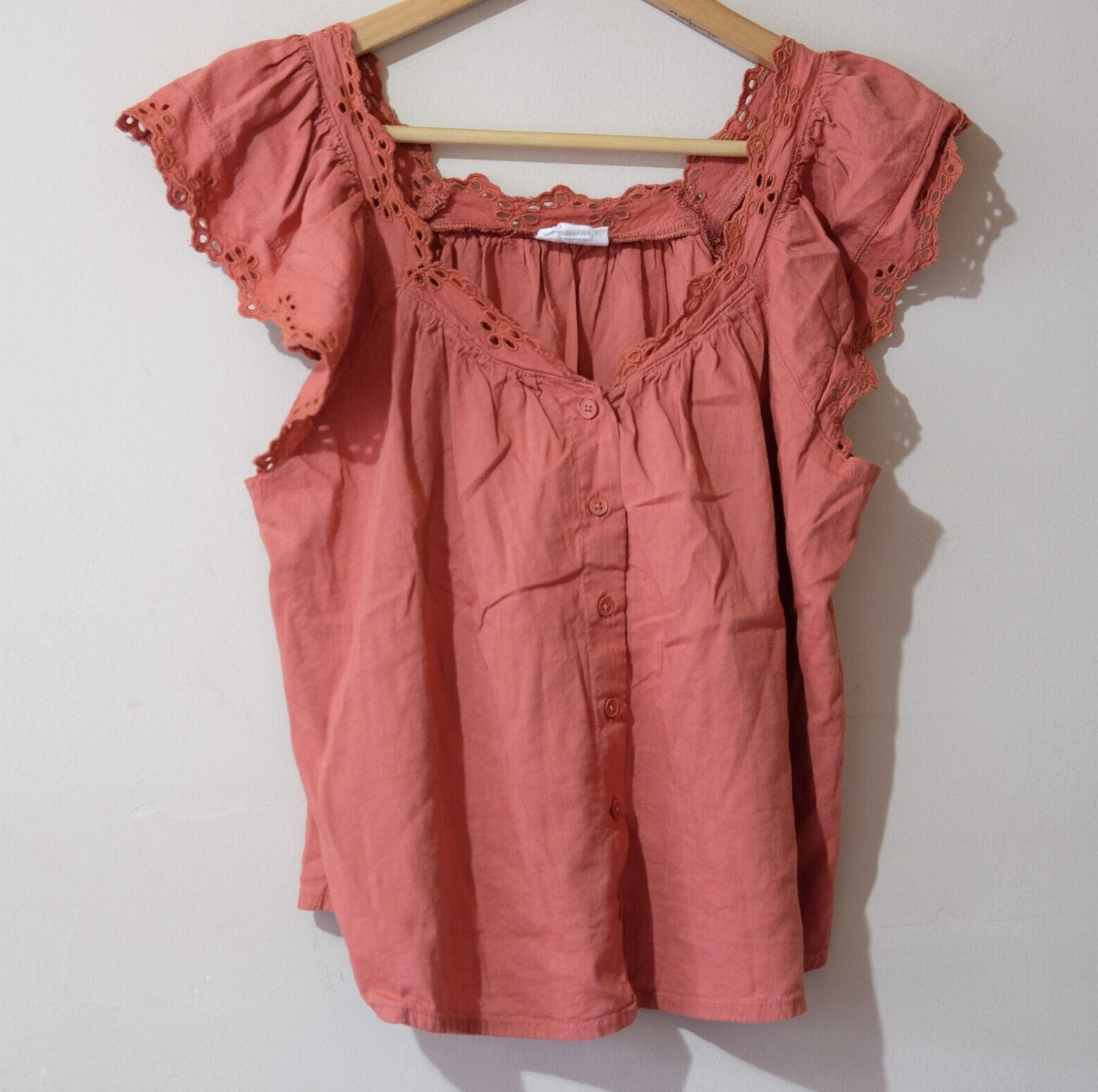anana2301★ a.n.a V-Neck Sleeveless Crop Top Red Clay Lace Women's XS
