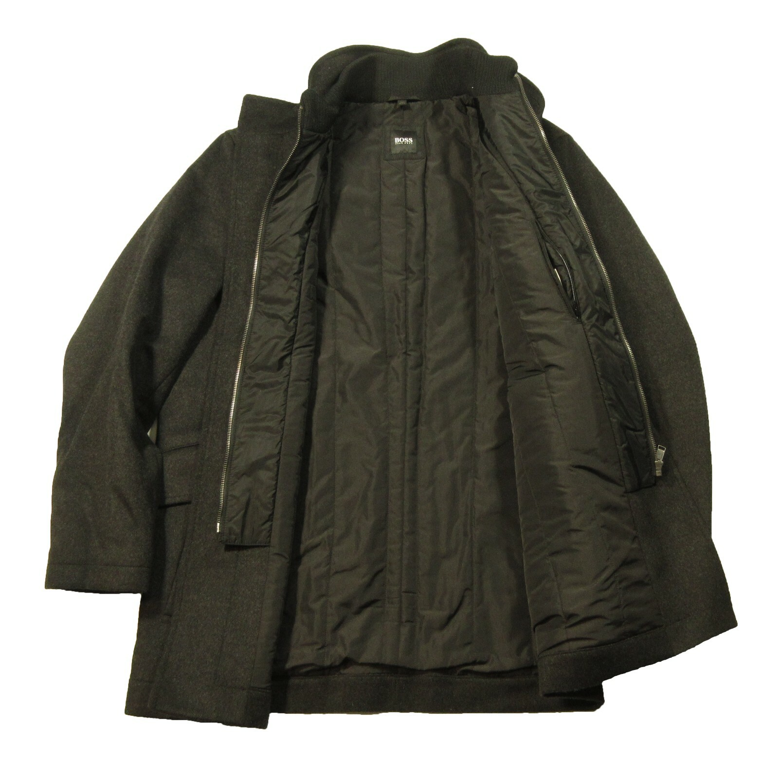 Pre-owned Hugo Boss Men's Charcoal Coxtan 8 Wool Cashmere Regular Fit Car Coat $645 In Gray
