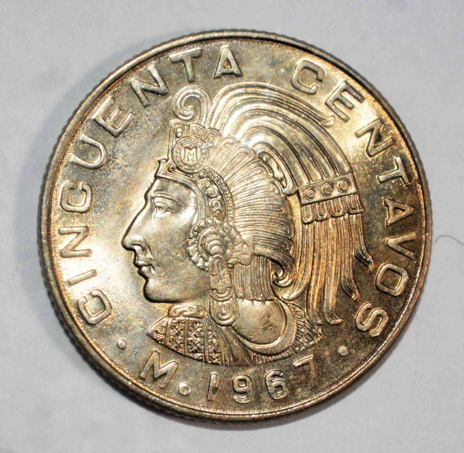 MEXICO 1967 CINCUENTA CENTAVOS headdress world foreign BU