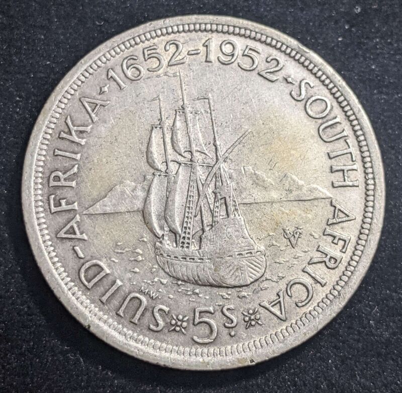 South Africa 1952 5 Shillings KM 41 Cleaned #004 #23C