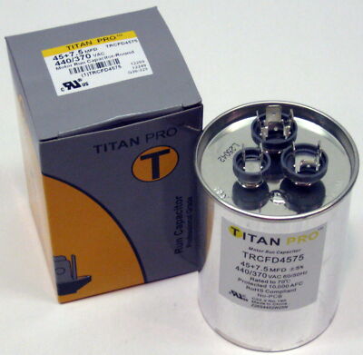 TitanPro TRCFD4575 HVAC Round Dual Motor Run Capacitor 45