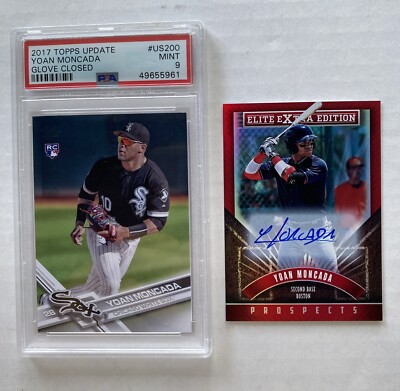 Yoan Moncada Rookie Lot - Topps PSA 9 & On-Card Auto Elite Extra Edition (RC)