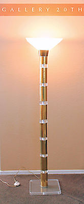 RARE!! MID CENTURY ITALIAN GAETANO SCIOLARI LUCITE BRASS FLOOR LAMP! VTG MODERN