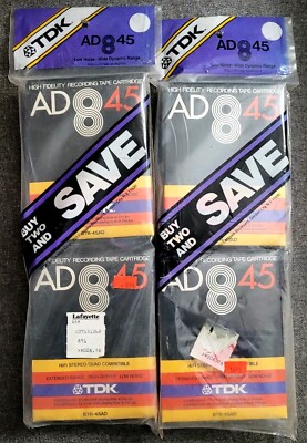 4-TDK 8 Track Tape AD845 - 8TR-45AD 8 Track Tape (4 Sealed New )