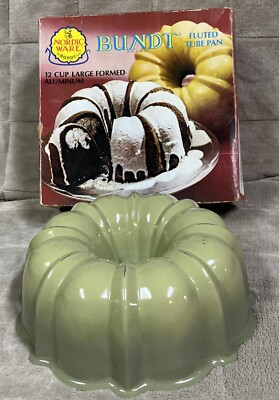 Vintage Nordic Ware 12 Cup Large Formed Aluminum Bundt Cake Pan In Box Avocado