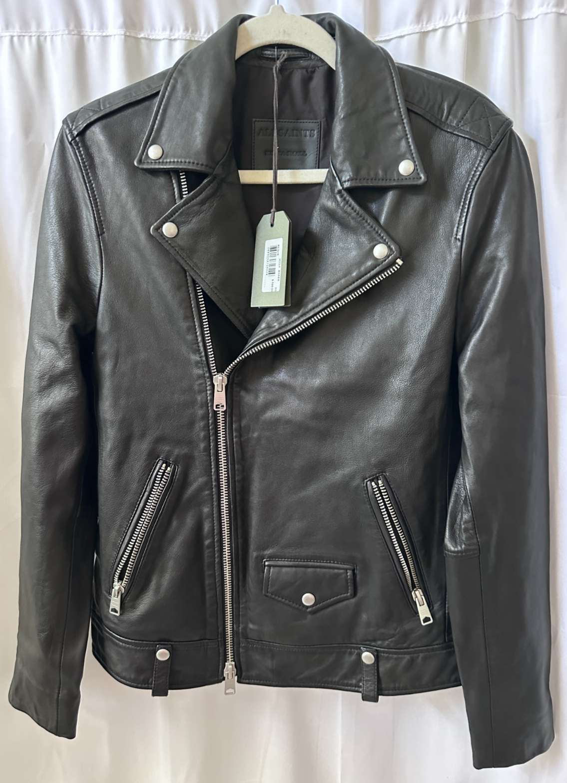 オールセインツ　レザージャケット　xs MILO BIKER ALL SAINTS Milo Leather Biker Jacket Men's XS Black