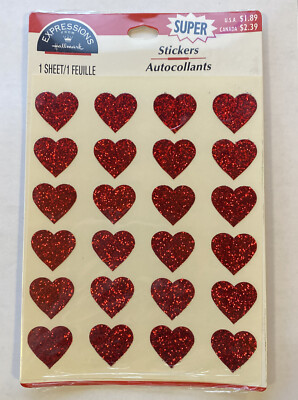 Vintage Hallmark Sparkly Heart Super Stickers Sealed