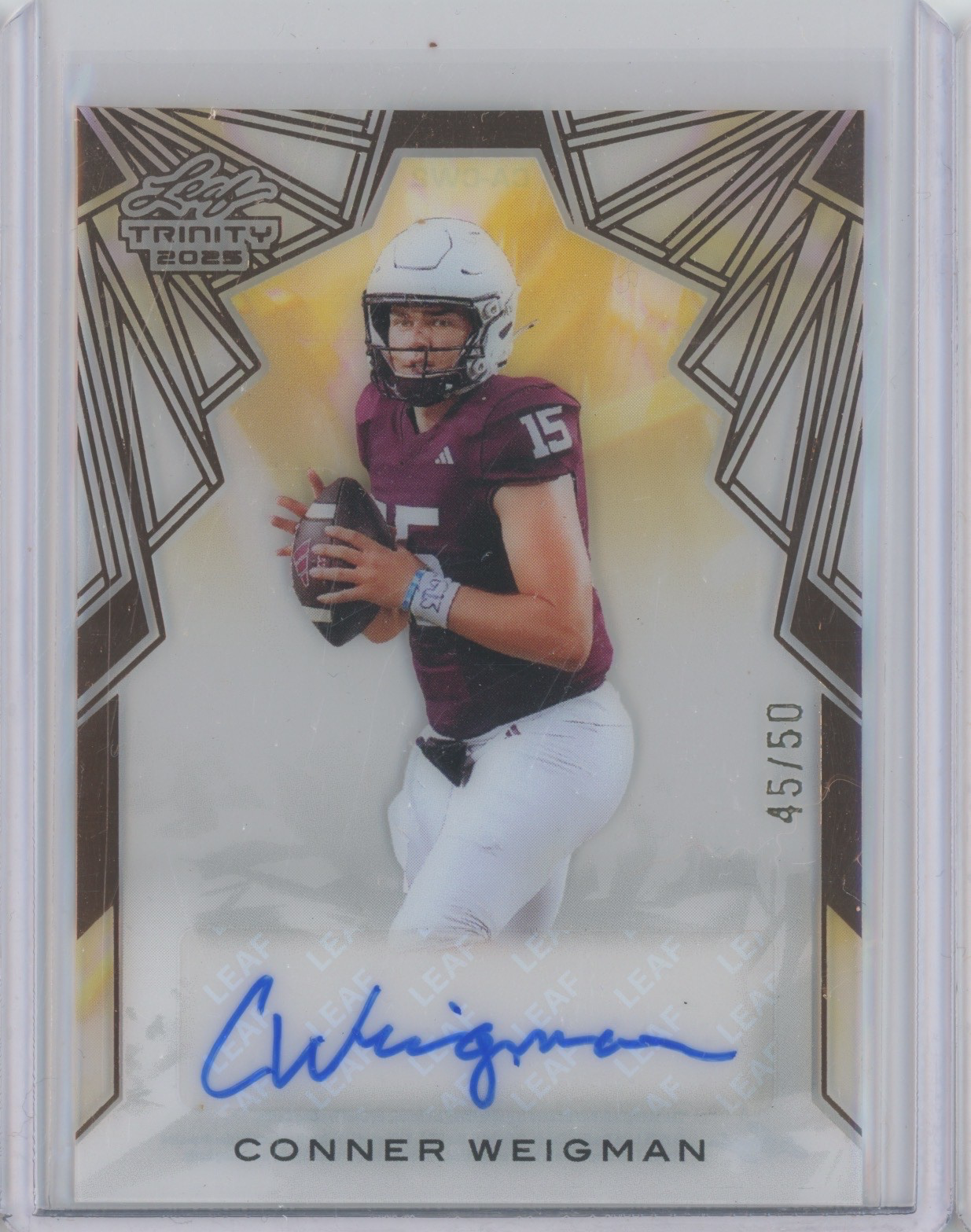 2025 Leaf Trinity Acetate Bronze Conner Weigman /50 Auto Autograph