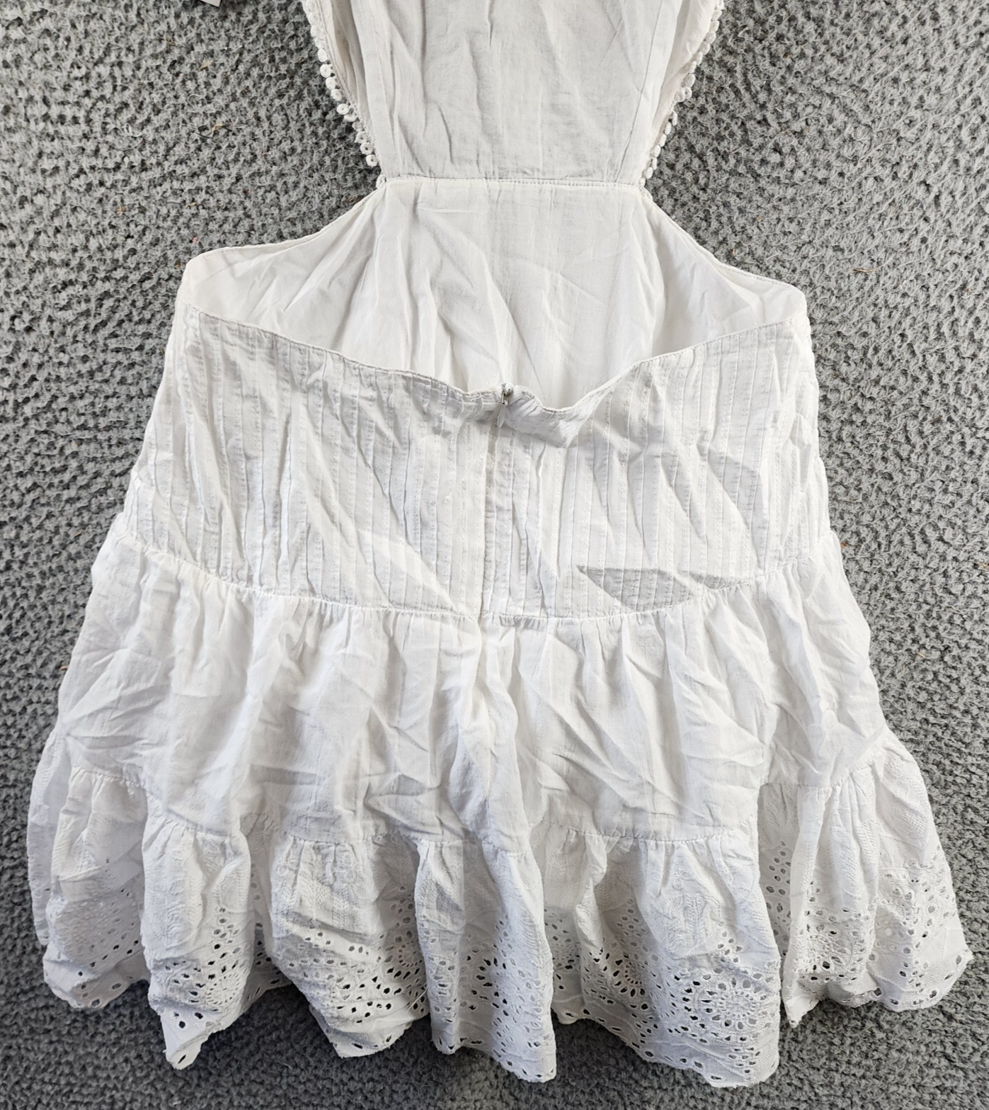 French Connection Esse Eyelet Cutout Sleeveless A-Line Dress Women 8 Linen White - Picture 13 of 14