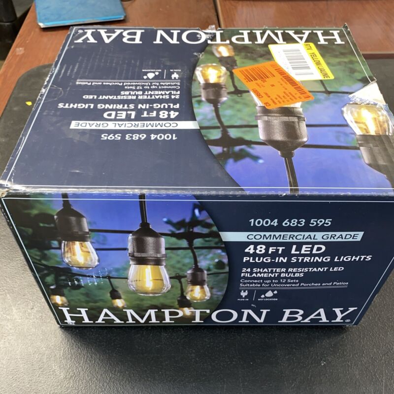 Hampton Bay 24-Light 48 ft. Indoor/Outdoor String Light with S14 1004683595 B84