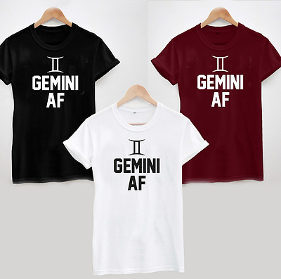 GEMINI AF T-SHIRT - AS F*CK FUNNY RUDE COOL TEE TOP  ZODIAC May June Birthday