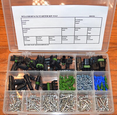 DELPHI WEATHERPACK CONNECTOR STARTER KIT  2,3,4 Pin #1A4 330 PIECES