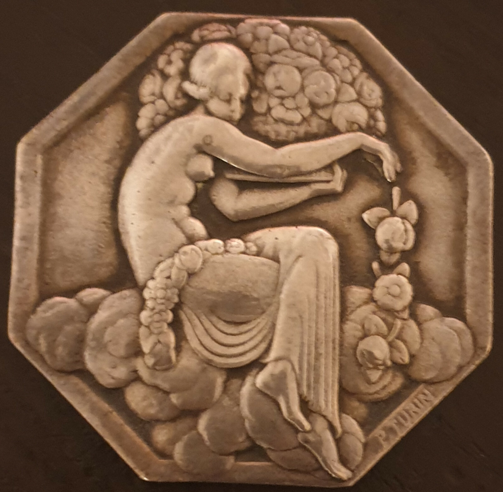 Rare - 1925 Pierre Turin - Silvered Bronze - Art Deco Medal