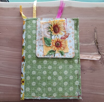 Fabric Soft Cover Junk Journal Handmade Sunflowers Floral Colorful