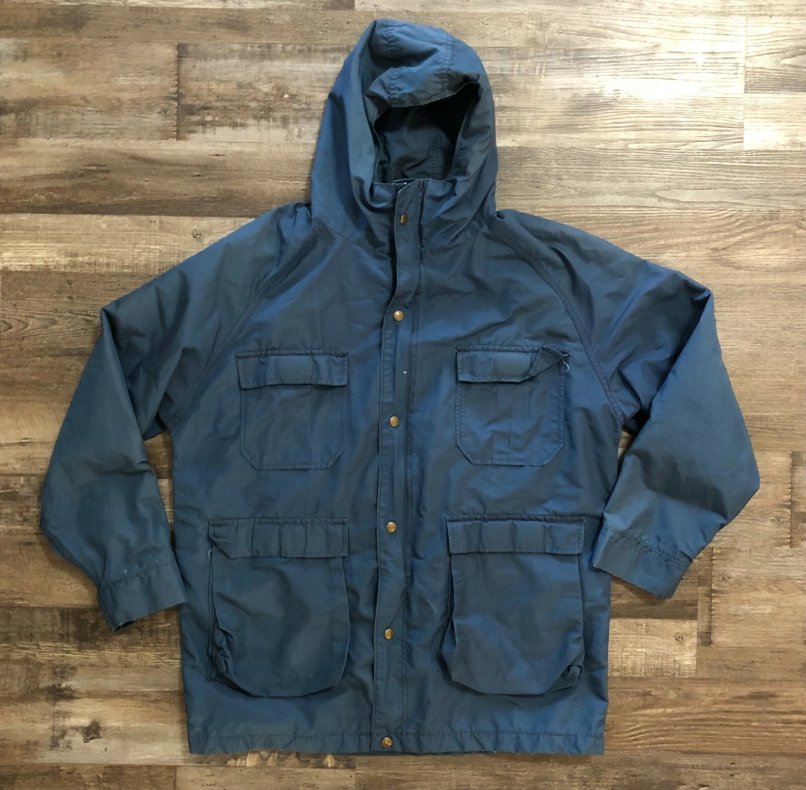 Vintage LL Bean Mens Large Blue Baxter State Parka Zip & Snap Front