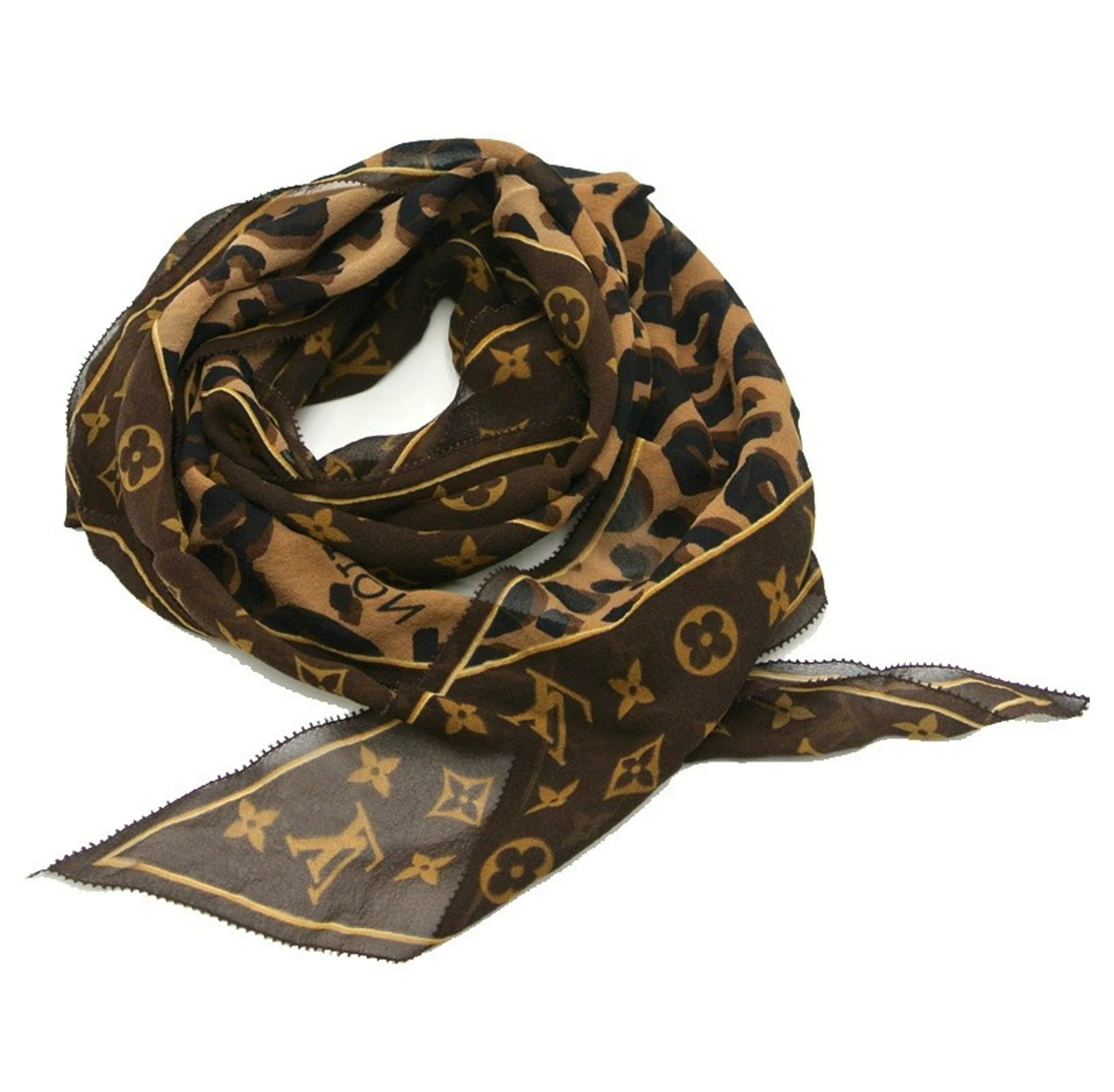 MASU 21AW FUR PRINT SILK SCARF- BROWN MASU 21AW FUR PRINT SILK