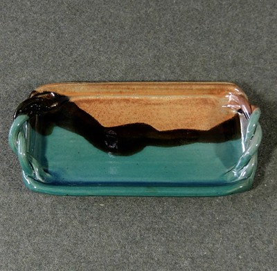 Susan Ammann Taos Twisted Rope Handle Trinket Tray Candy Dish Signed Pottery New