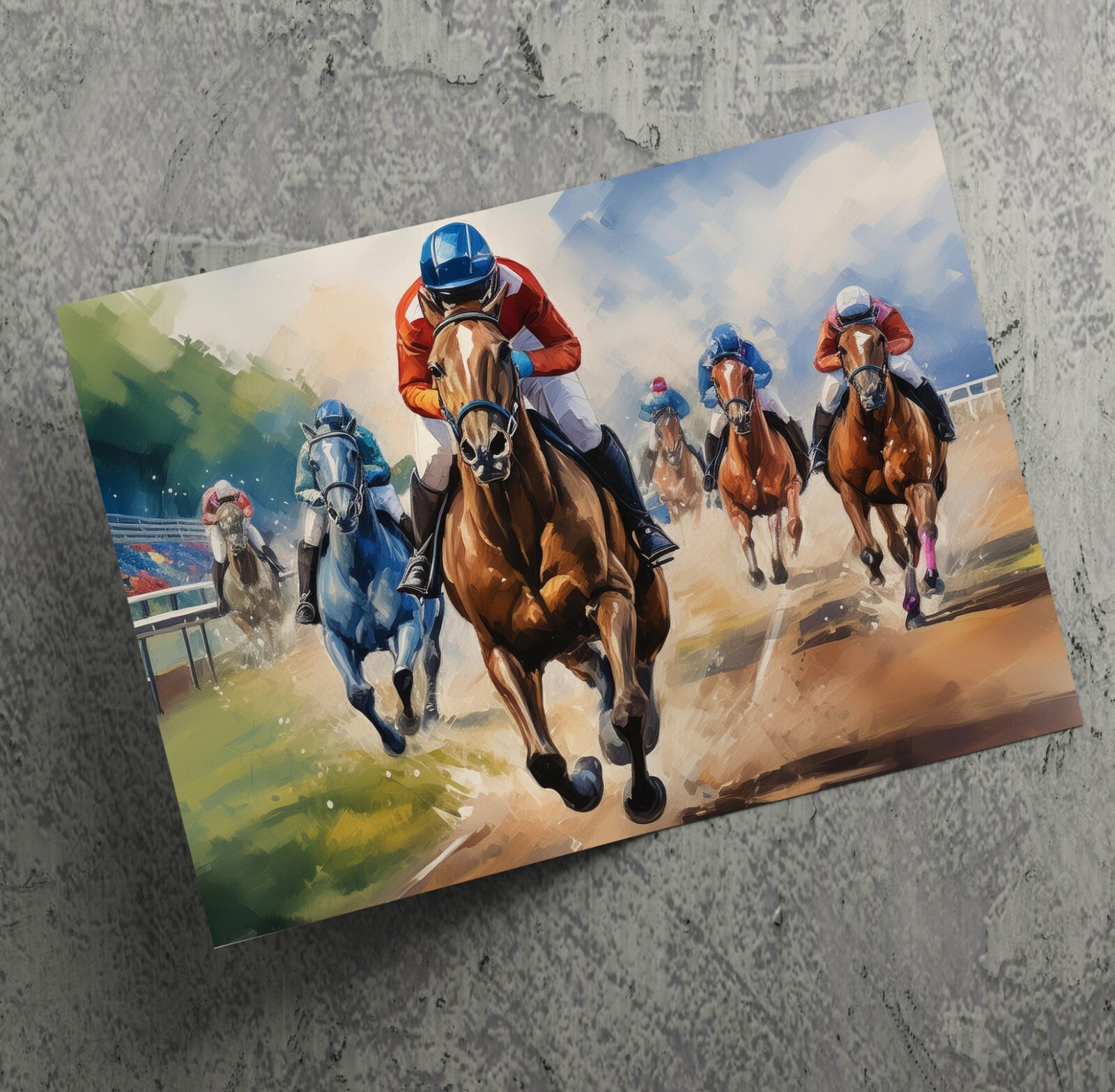 Horse Racing Horses Watercolour Style Poster Print Wall Art or Canvas Prints