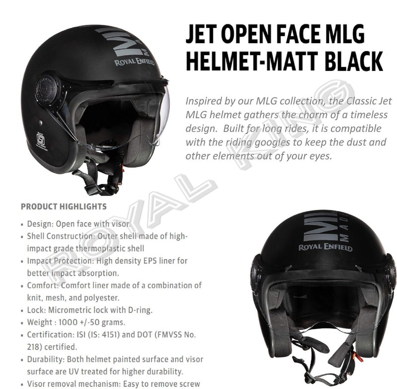 Casque Ouvert Mlg Royal Enfield Jet - Noir Mat