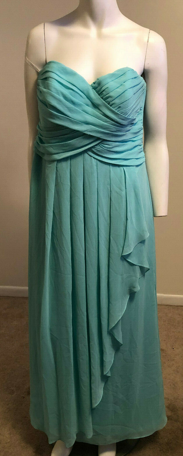 Ankle Length Strapless Formal Prom Dress David's Bridal Teal Size 12