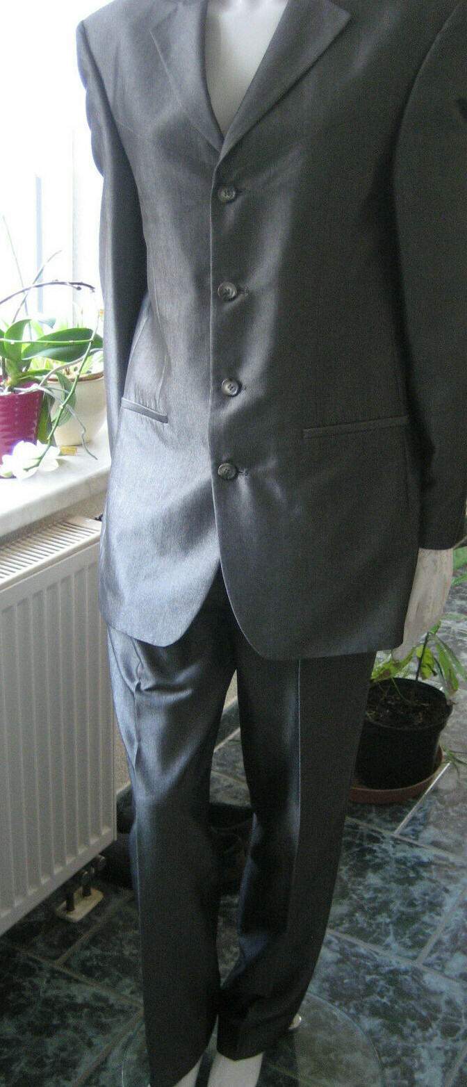 Anzug silbergrau glänzend wie neu SLIM FIT Grösse9 4 schlank festlich Party