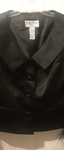 Jessica Howard Petite Womens 2pc Pants Suit 10P Real Feathers Black Waist 27