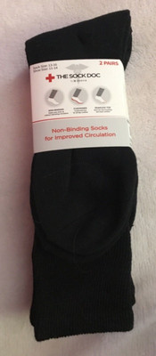 NWT 2 pairs Sock Doc Non Binding Socks for Improved Circulation Shoe Sz. 11-14