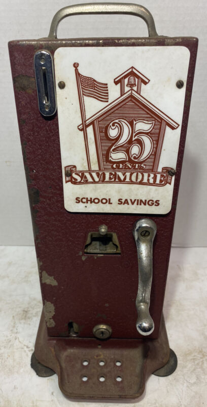 Vintage Schermack Savemore 25 Cent School Savings Stamps Dispenser Vending