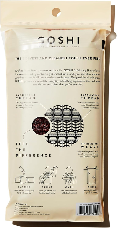 GOSHI Exfoliating Shower Towel - Rip-Resistant Exfoliating Washcloth for All Ski