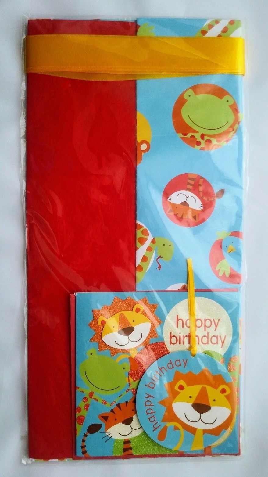 Lot of 2 Gift Wrapping & Tissue Paper Satin Ribbon Baby Boy Card Birthday Tag