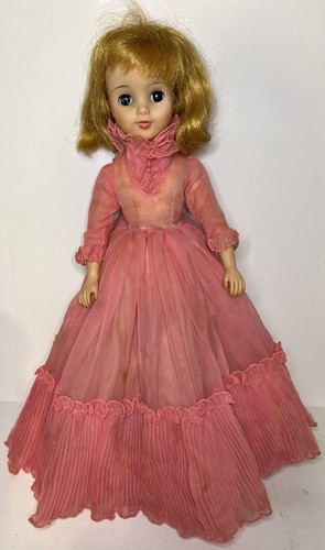 Vintage 1965 Madame Alexander 17&rdquo; POLLY sleep Eye DOLL Tagged Pink Dress