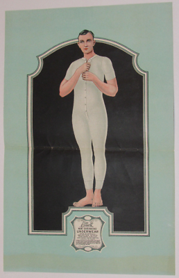 VTG 1920s MEN S LONG UNDERWEAR UNION SUIT ADVERTISING COLOR LITHO