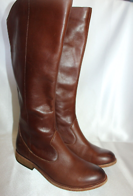 Womens KORK EASE Brown Cognac Leather Zip Equestrian Tall Riding